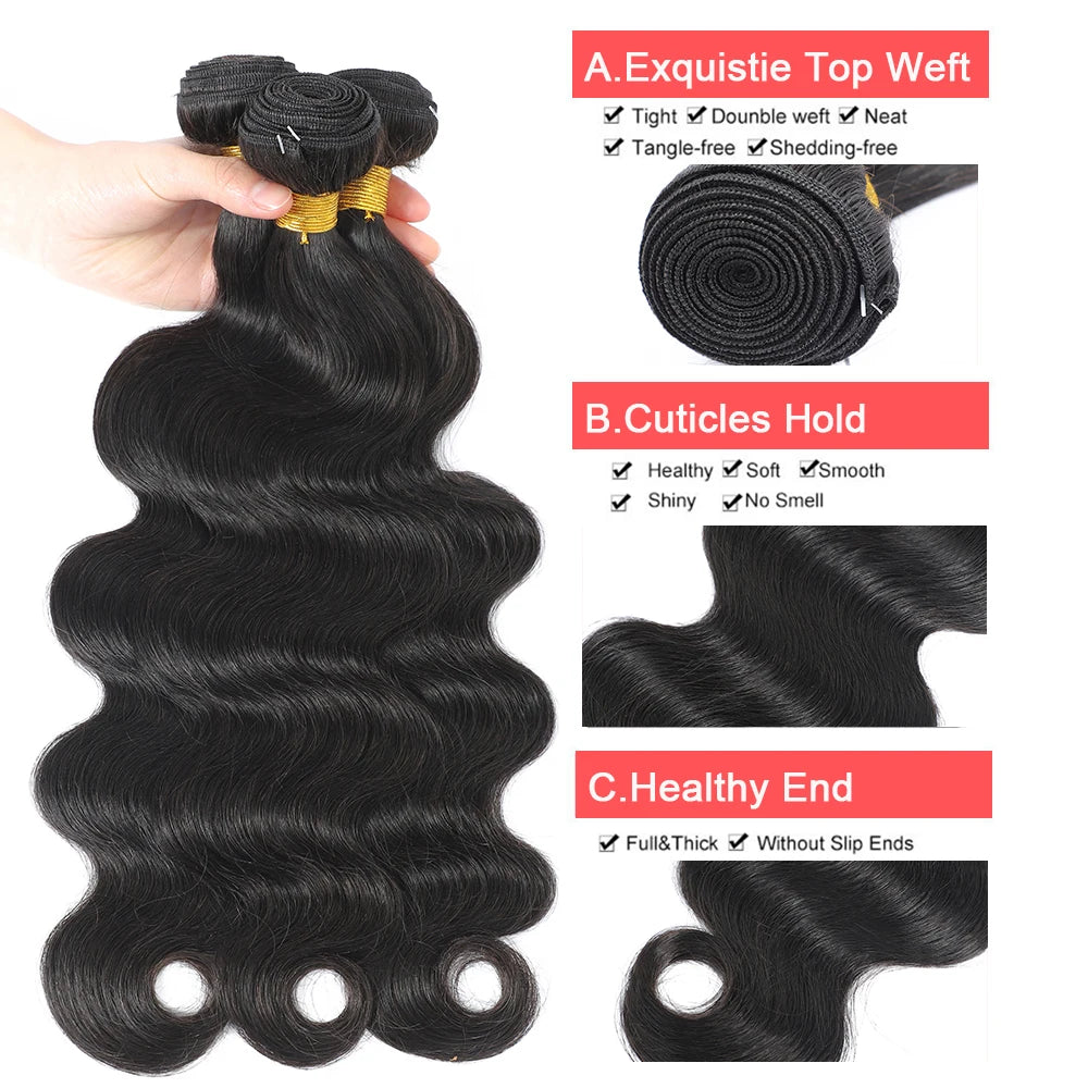 Body Wave Bundles With Closure Brazilian Hair