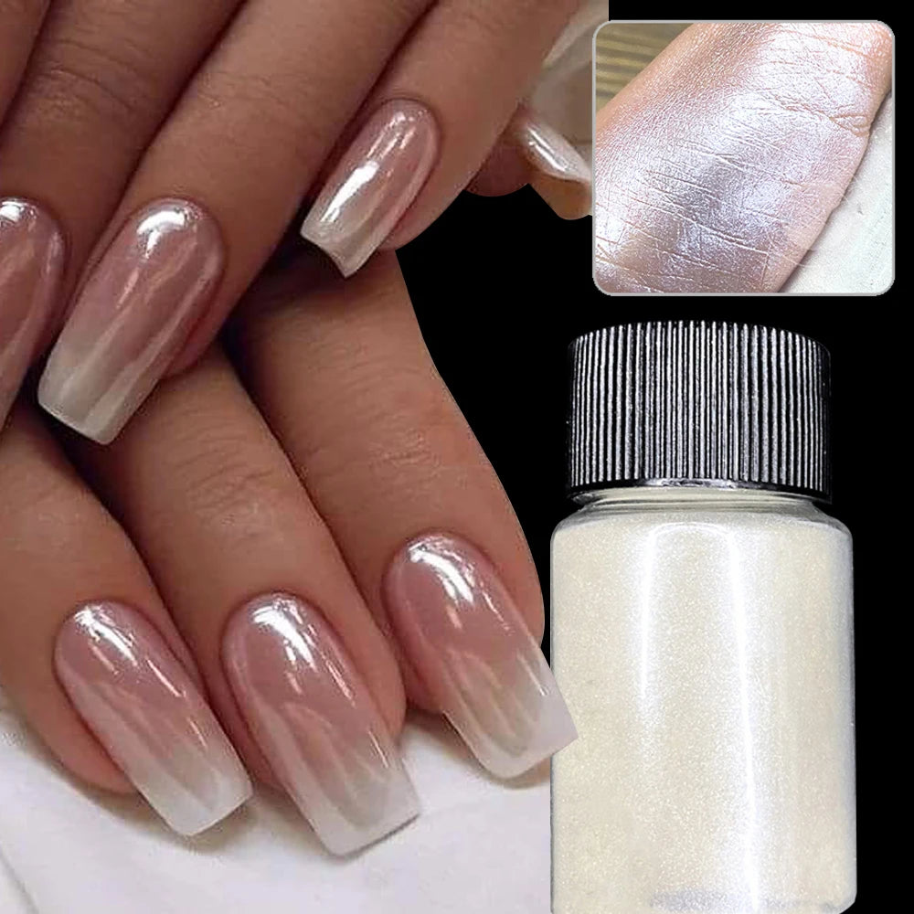 Pearls White Nail Pigment Glitter Aurora Nail Powder